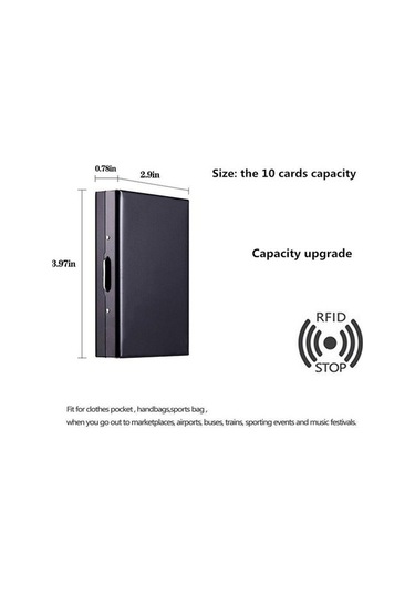 Zyzqstore Siyah Yeni Moda Paslanmaz Çelik 10 Kart Kapasitesi Erkek Cüzdan & Kartlık D Cüzdan Siyah