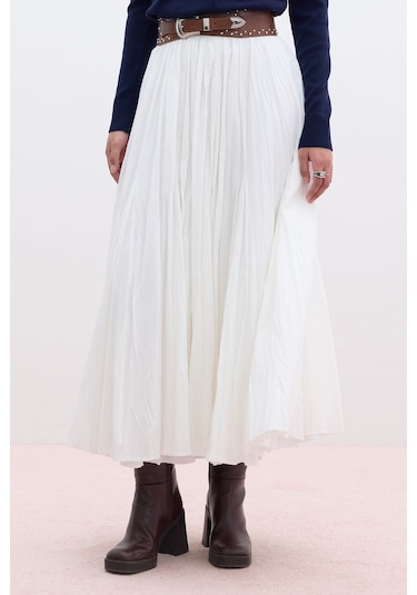 Pılıse Maxı Etek Ekru Ekru