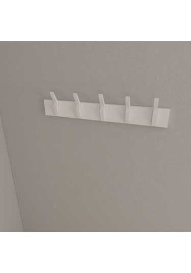 Hepsi3boyutlu Modern Duvar & Kapı Kanca Askılık - 5 Adet Beyaz Kanca Askılık - Model No : 3 Beyaz
