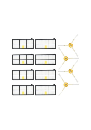 Hfambition İrobot Roomba 800-900 Serisi İçin 8 Adet Hepa Filtre Ve 4 Adet Yan Fırça Tamiri Aksesuar Seti