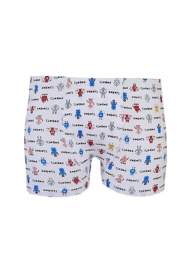 Tutku 6Lı Erkek Çocuk Renkli Boxer Desenli Baskılı Pamuklu Rahat