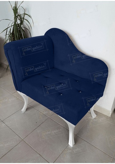 Yeni Model Ters Kol Tekli Köşe Koltuğu Josefin Bench Beyaz Ayak Laci Lacivert