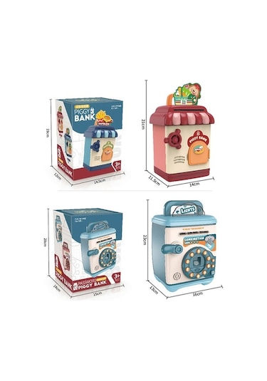 Tongxida Çocuklar Çok İşlevli Kendiliğinden Yuvarlanan Madeni Para Kumbarası Karikatür Kasa, Renk: Pembe - Şifre Parmak İzi, F