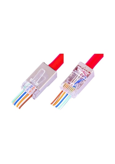 Alfais 4388 Yeni Nesil Delikli Metal Rj45 Jack İnternet Cat Kablo Ucu (10 Adet)