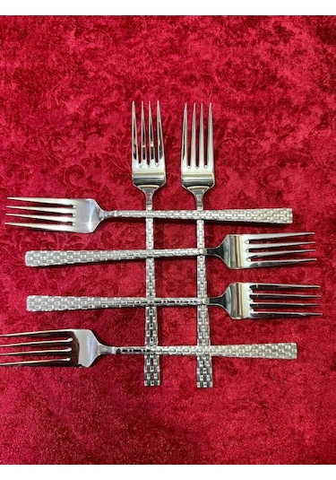 6'lı Lüx Hasır Yemek Çatalı Royaleks-69022 Çok Renkli