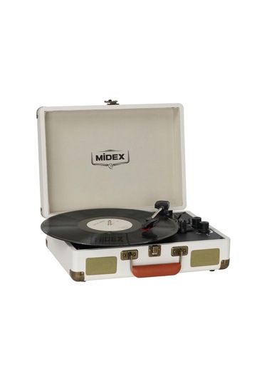 Midex Mtx-101wh Nostaljik Retro Pikap Plak Çalar Şarjlı Bluetooth Aux Hoparlörlü 3 Devir İğne Dahil