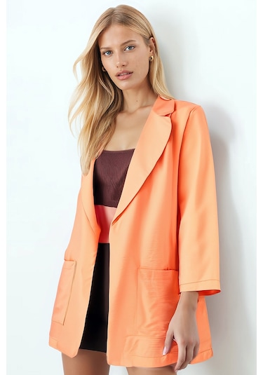 Armonika Kadın Turuncu Cepli Oversize Ceket Arm-26k001005