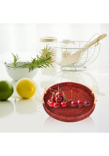 Suntek Gıda Meyve Tatlısı Depolama Için Dokuma Servis Tepsisi Koyu Kahverengi Küçük Koyu Kahverengi