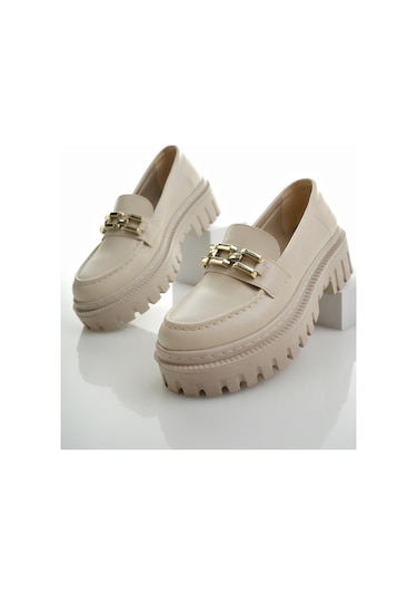 Muggo Samanta Garantili Kadın Loafer Kalın Taban Tokalı Günlük Casual Makosen Ayakkabı 001