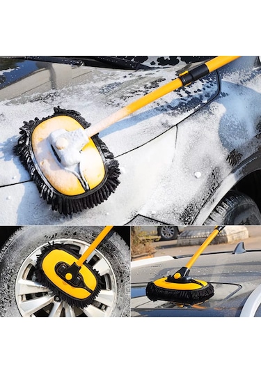 Ezere Ls-426 Teleskopik Araç Temizleme Fırçası Oto Yıkama Paspas Siyah.Sari