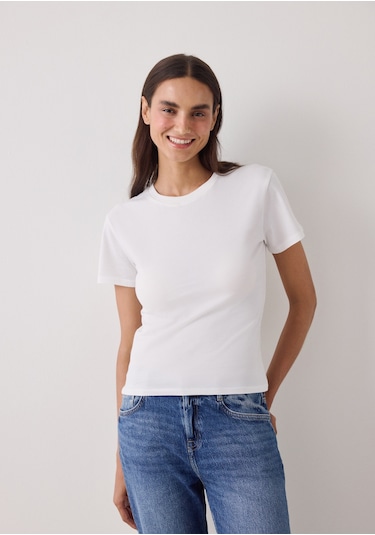 Penti Kırık Beyaz Essential Slim Fit Kısa Kollu Tişört