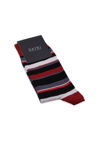 Bordo Desenli Pamuklu Soket Çorap 33705 Model23