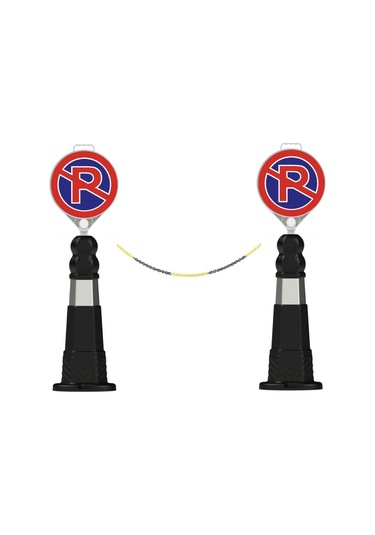 Park Yapılmaz Trafik Seti 2 Adet Altıgen Delinatör + 2 Adet Levha +3 Metre 8mm Plastik Zincir