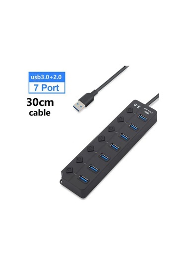 Onevan Usb 3.0 Hub 7 Bağlantı Noktalı, 5gbps Hızlı Çoklu Genişletme, Güç Adaptörlü, Uzun Kablo Orange