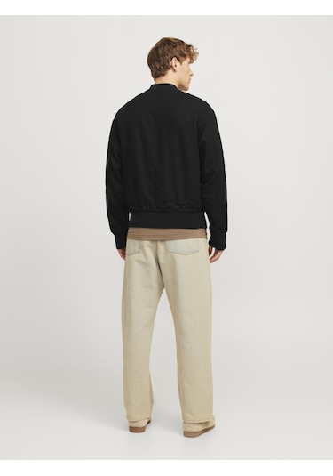Beyzbol Yaka Nervürlü Mansetler Otw Bomber Ceket - Ario - 12268716 Black