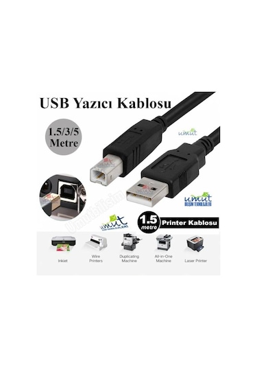 Usb Yazici Kablosu Printer Ara Kablosu Lg Epson Hp Canon Samsung Uyumlu