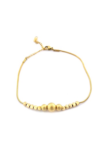 Altın Kaplama Boncuklu Halhal Hal-183 Sarı