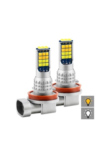 Didadodo 2 Adet V6 H11 Dc9-36v 30w 3000lm Ip65 Araba Led Çift Renkli Sis Lambası 30leds Smd-2525 Renkli Aydınlatma Lamba Diğer