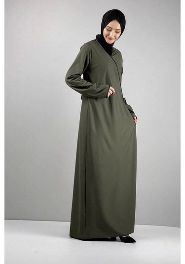 Moda Çizgi Namaz Elbisesi Haki