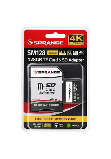 Sprange Sm128 High Speed 4k Ultra Hd 128gb Tf Kart & Sd Adaptör