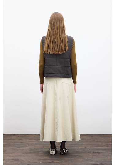 Kapitone Kısa Fit Yelek Antrasit Antrasit