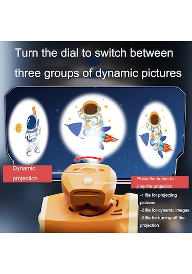 Cbtx Çocuk Uzay Gemisi Karikatürlü Fan Projeksiyon Bladeless Bilek Fanı Turuncu