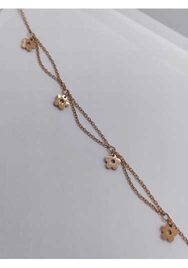 Sapphire Store Rose Gold Renk Çiçek Detaylı Halhal Rose