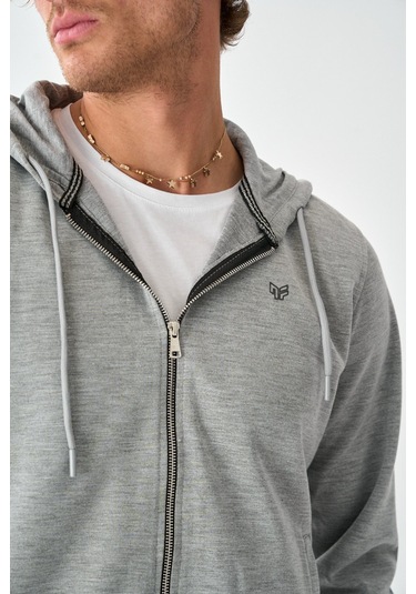 Dechers Tech Fleece Double Face Kapüşonlu Erkek Eşofman Takım E213-18 Açık Gri
