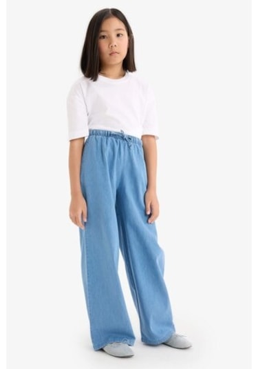 DeFacto Kız Çocuk Wide Leg Geniş Paça Jean Pantolon D7101A825SMNM28 Mavi