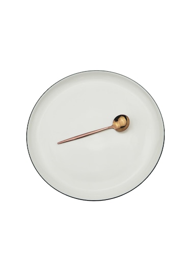 Gül Altın 6 Adet Siyah Yemek Takımı Kaşık Seti Ayna Paslanmaz Çelik Çatal Bıçak Kaşık Seti Yemek Takımı Kahve Çay Kaşığı Sofra Ev Mutfak Gümüş