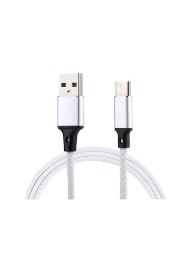 1m 2a Çıkış Usb To Usb-c / Type-c Nylon Örgü Tarzı Veri Senkronizasyon Şarj Kablosu Beyaz