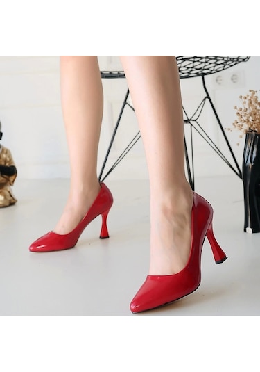 Kazax Ulba Kırmızı Rugan Stiletto Ayakkabı Çok Renkli