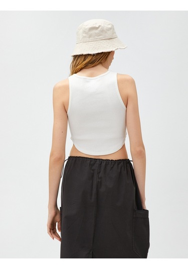 Koton Halter Yaka Crop Atlet Kırık Beyaz 2yal38009ok Ekru