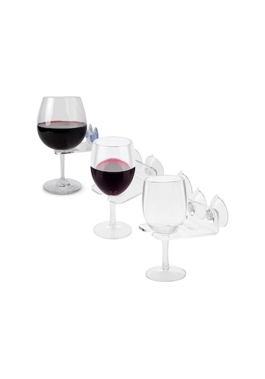 Mutfak Küvet Duvara Montaj Vantuz Akrilik Tek Şarap Cam Raf Tutucu Diğer