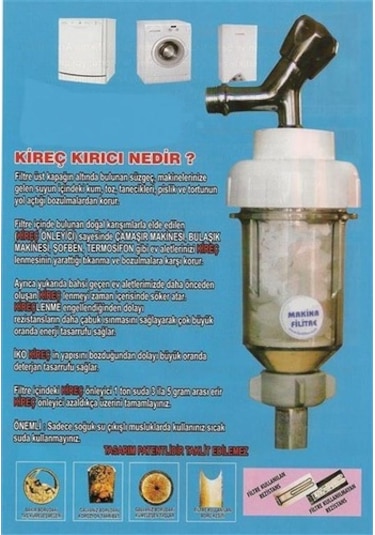 Filtre Dünyası Metal Kafalı Kirec Önleyici Şofben Filtresi Giriş Çıkış 1/2