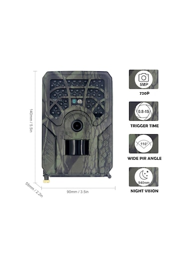 Maiyame 5mp 720p Dış Mekan İçin Su Geçirmez Kamera, 0.8s Hızlı Tetikleyici, 49ft Işık Sensörü, Vahşi Hayat Gözlem Ve Güvenlik İçin Çok Renkli