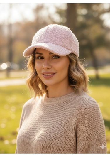 Kadın Kışlık Merinos Kep Şapka Pembe