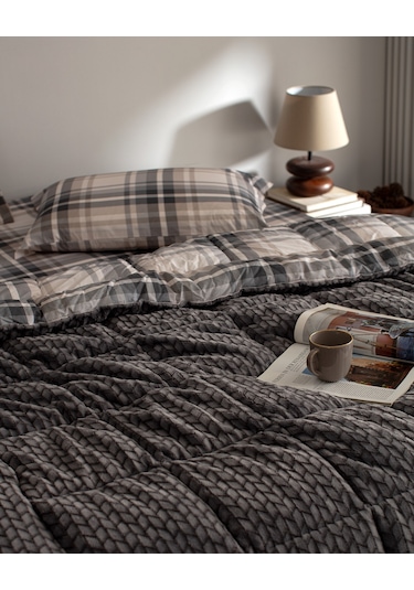 Madame Coco Beth Tek Kişilik Wellsoft Comforter Set - Antrasit Gri