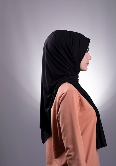 Siyah Düz Klasik Şal Viskon Kumaş Likralı Penye 202101_01 Siyah