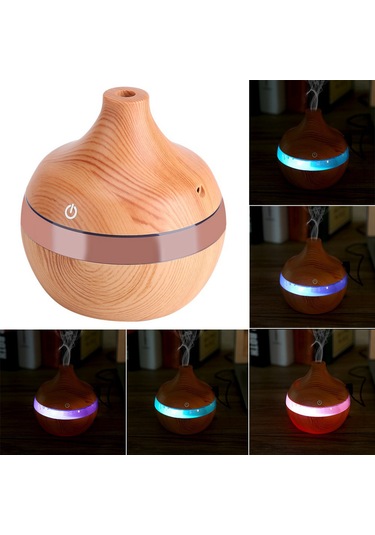 Kosona Ahşap Desenli 7 Renk Değiştiren Nemlendirici - Nemlendirme Ve Aromaterapi Fonksiyonu, 4 Saat Otomatik Kapatma, Ev Ofis Yoga İçin Uygun