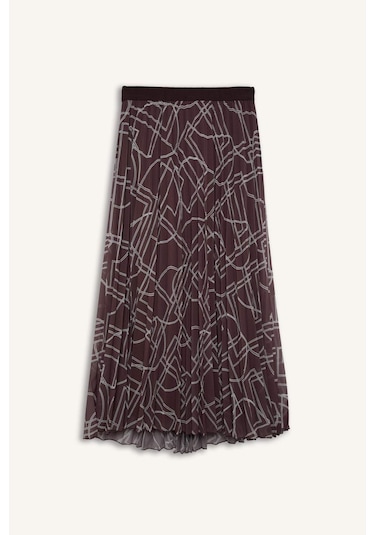 DeFacto Desenli Pilise Şifon Maxi Tesettür Etek E5454AX25SPBN318