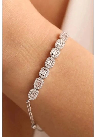 Çgk Çiğdem Gürel Kuyumculuk 14 Ayar Beyaz Baget Suyolu Altın Bileklik Çok Renkli