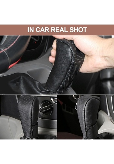 Dancemonkey Universal Araç Vites Topuzu Kapağı Kaymaz Siyah+bej Koruyucu Kapak Siyah Bej