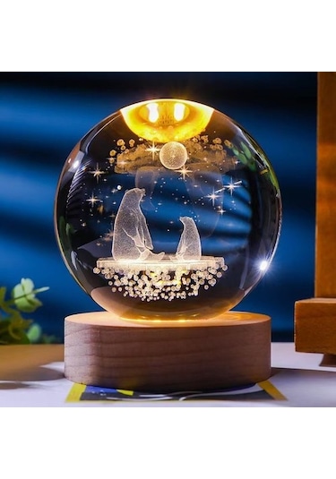 Szypzstore Runxi Life Hall Parlayan Kristal Küre Gece Işığı Sıcak Işık Uyku Sıcak Renk Gece Işığı 7a49um Sari