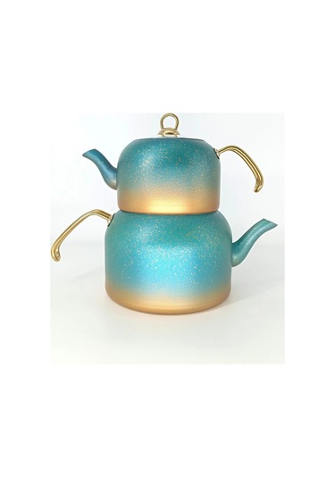 8250 Andıamo - Xl Boy - 4 Parça - Bio Granit,sağlıklı Pfoa, Ptfe Free Çaydanlık Seti-mentol Yeşil Gold - Yeşil