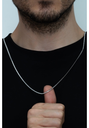 Yassı Model Snake Yılan Kolye Erkek Çelik Kolye Zincir Eck03 (374690265) Beyaz