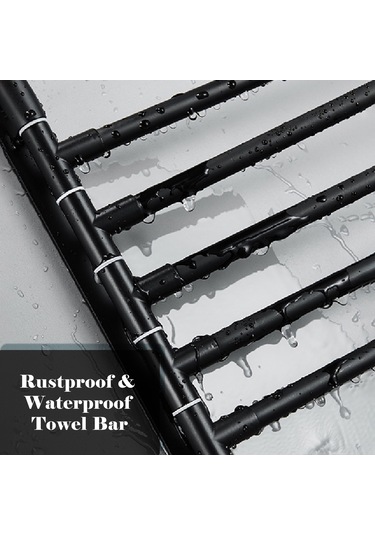 Qingmipy "180 Dönebilen 2'li Askılı Paslanmaz Alüminyum Havlu Askısı - Banyo & Mutfak İçin" Siyah