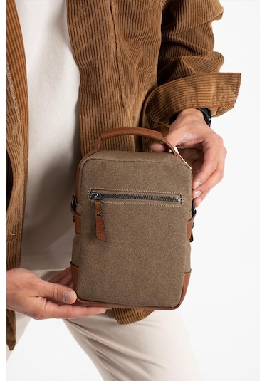 Kanvas Kumaş Erkek Postacı Çanta Omuz Çantası 20 12 Cm Çapraz Askılı Omuz Çantası Mega Çanta Siyah