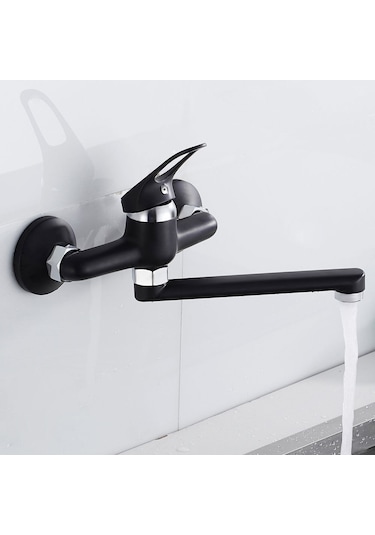 Sardıcı Pirinç Duvardan Mutfak Musluğu Siyah