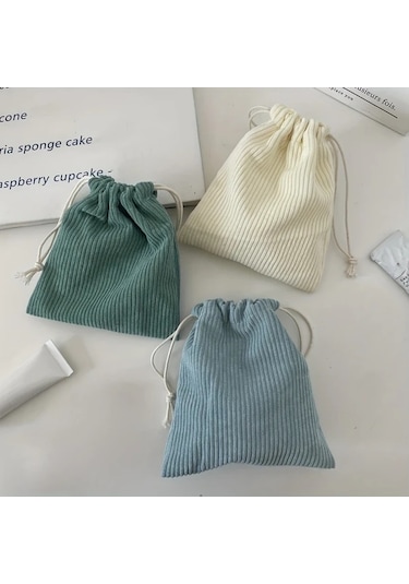 Elmpaly Siyah 3 Adet Kadife Drawstring Saklama Çantası Seyahat Kozmetik Düzenleyici Siyah